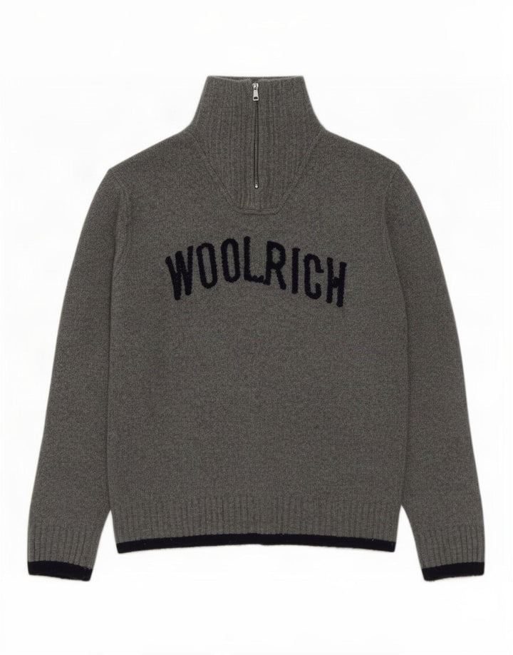 Woolrich Herren-Pullover mit grafischem Reißverschluss, XL, graue Wolle