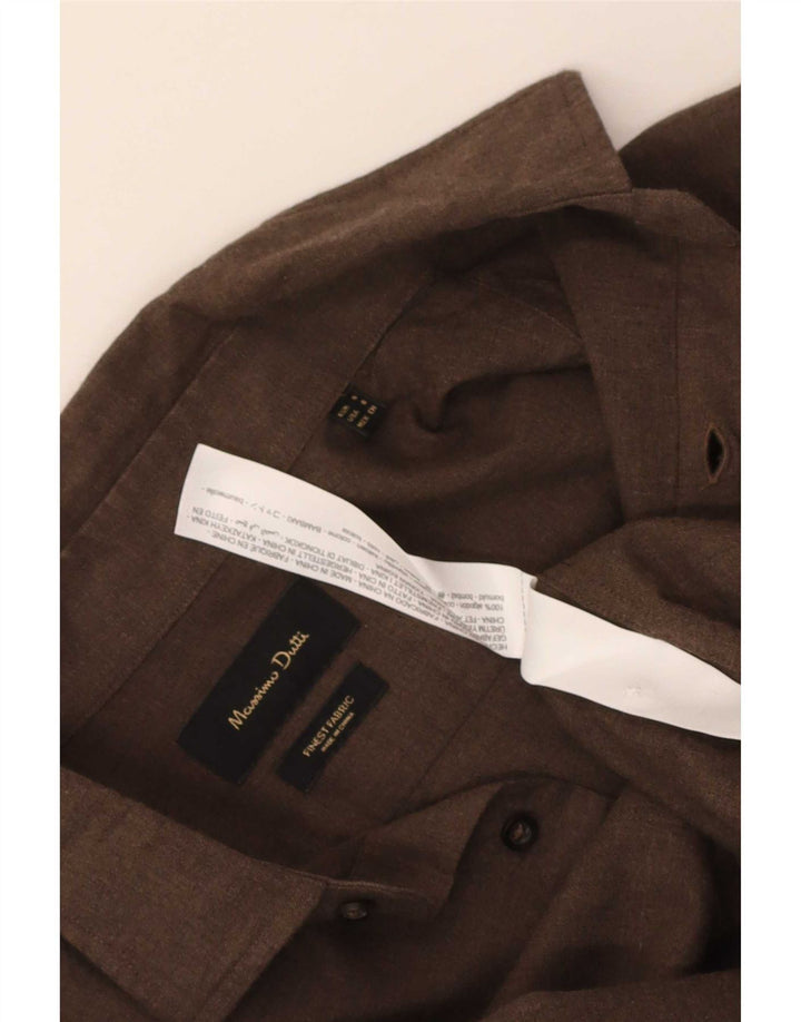 Massimo Dutti Herrenhemd, klein, braune Baumwolle