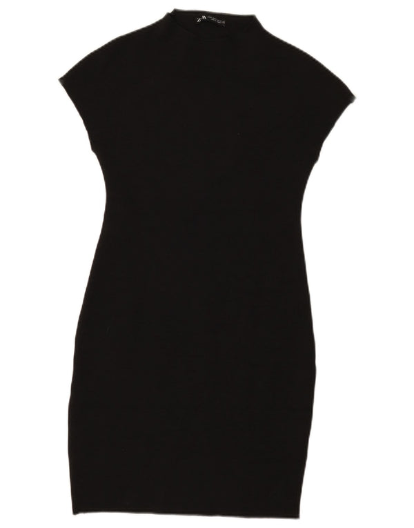 Zara Damen Figurbetontes Kleid UK 12 Medium Schwarz Viskose