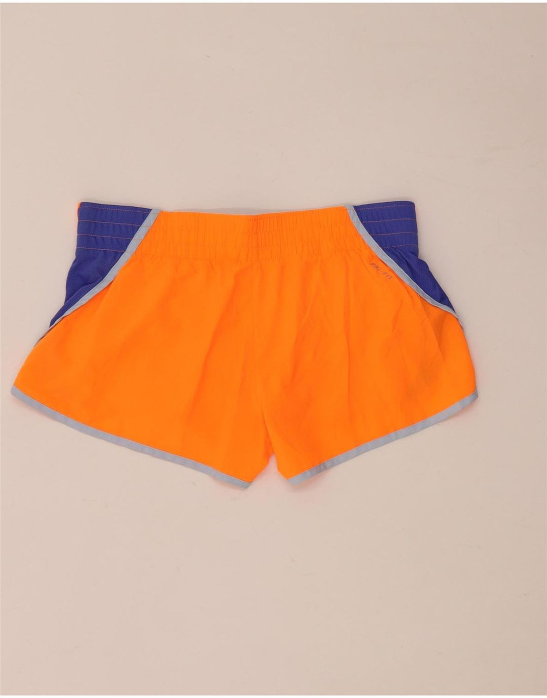 Nike Damen Dri Fit Sportshorts UK 14 Mittelorangefarbenes Colourblock-Polyester