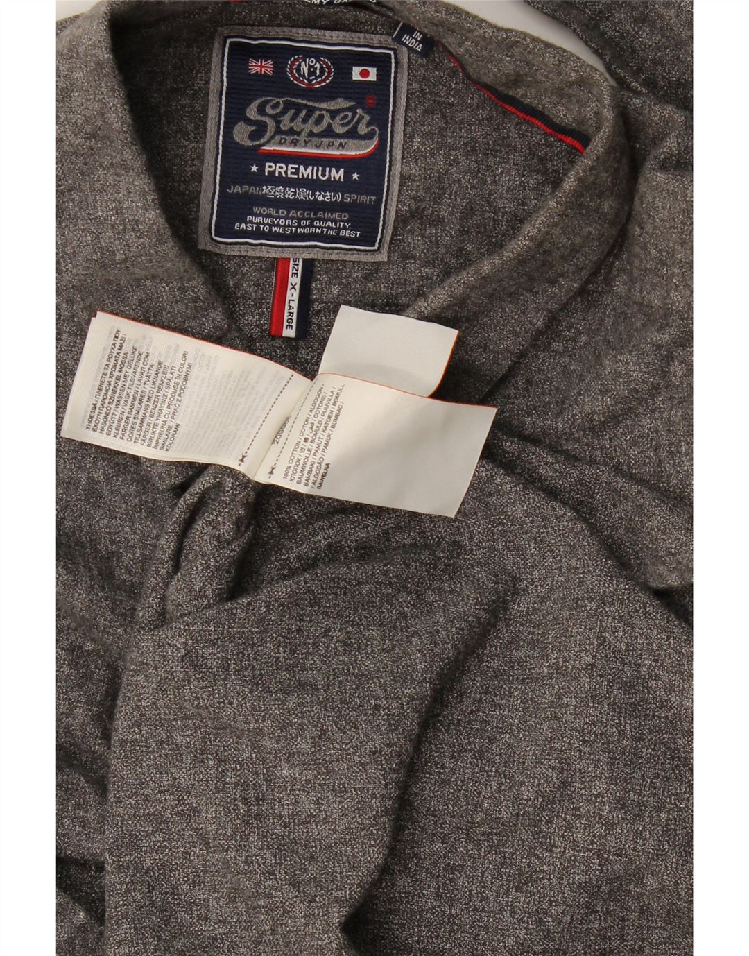 Superdry Herren-Hemd XL aus grauer Baumwolle