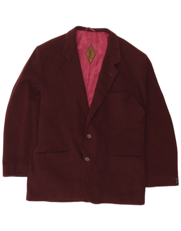 Yves Saint Laurent Herren 2-Knopf-Blazerjacke IT 54 2XL Burgunderrote Wolle