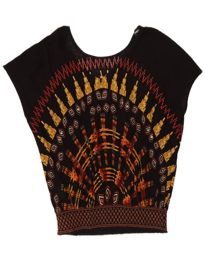 Desigual Damen Bluse Top UK 16 Large Schwarz Geometrisch