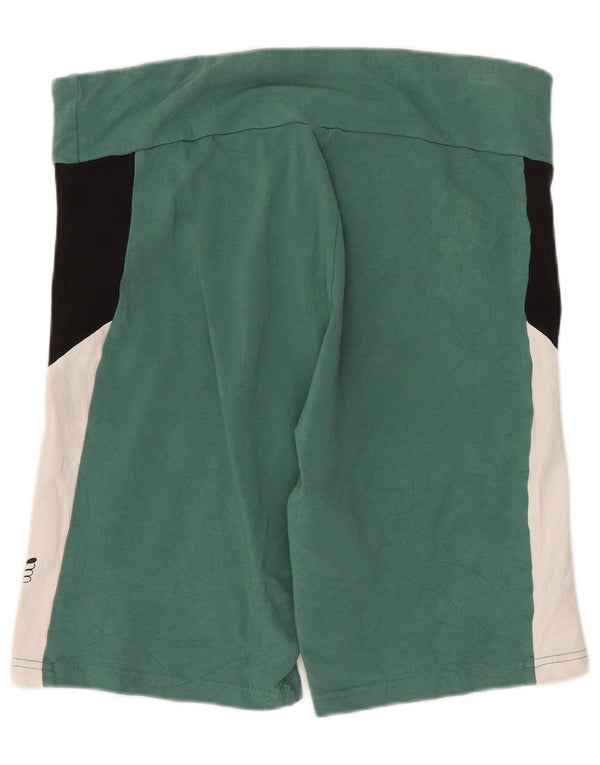 Puma Damen Sportshorts UK 14 Große grüne Colourblock-Baumwolle