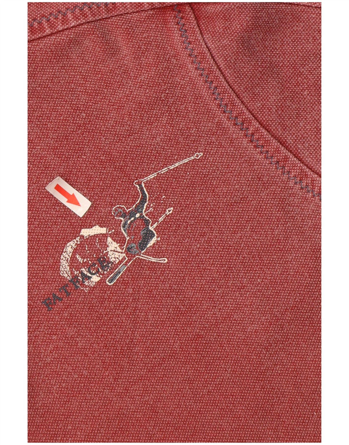 FAT FACE Herren-Sweatshirt mit grafischem Reißverschluss am Hals, mittelrote Baumwolle