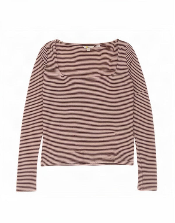 Boden Damen-Oberteil, langärmlig, UK-Größe 44, Größe L, Rosa, Nadelstreifen, Baumwolle