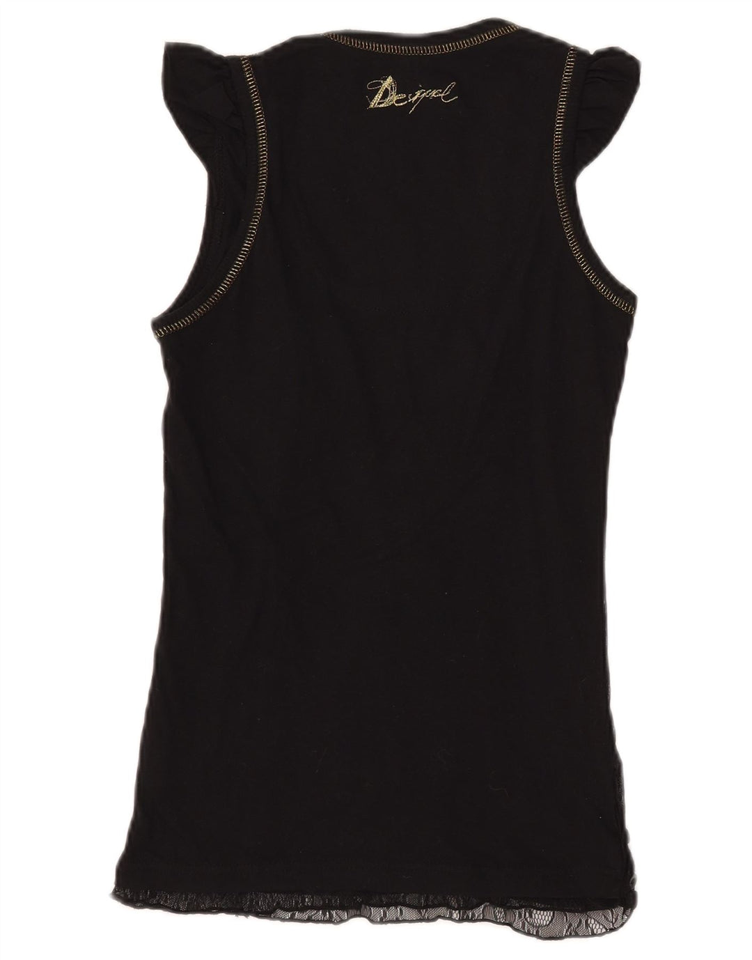 DESIGUAL Grafik-Blusenoberteil für Damen, Größe S, Größe S, Schwarz, geometrisch, Polyamid