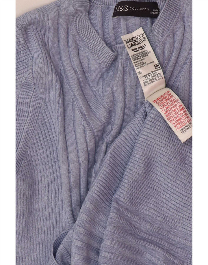 Marks & Spencer Damen Pullover mit Rundhalsausschnitt, UK 12, Mittelblau