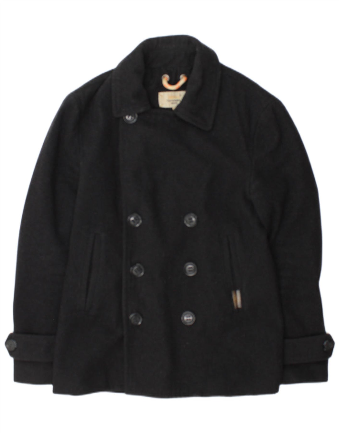 Superdry Commodity Pea Coat für Herren, UK 38, mittelgraue Wolle