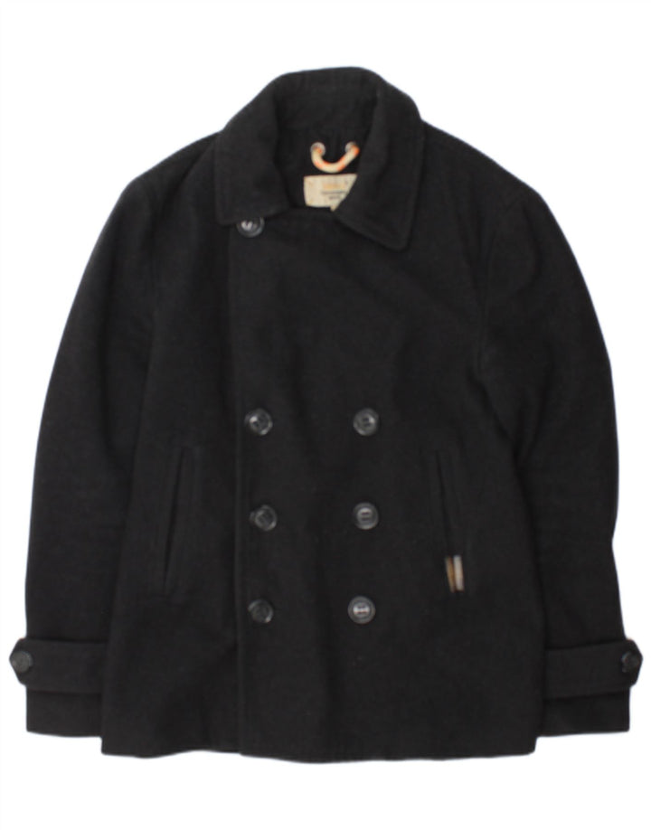 Superdry Commodity Pea Coat für Herren, UK 38, mittelgraue Wolle