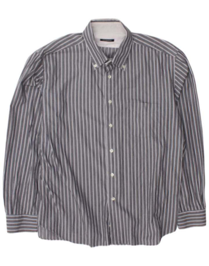 Roccobarocco Herrenhemd Größe 45 18 2XL Grau gestreift