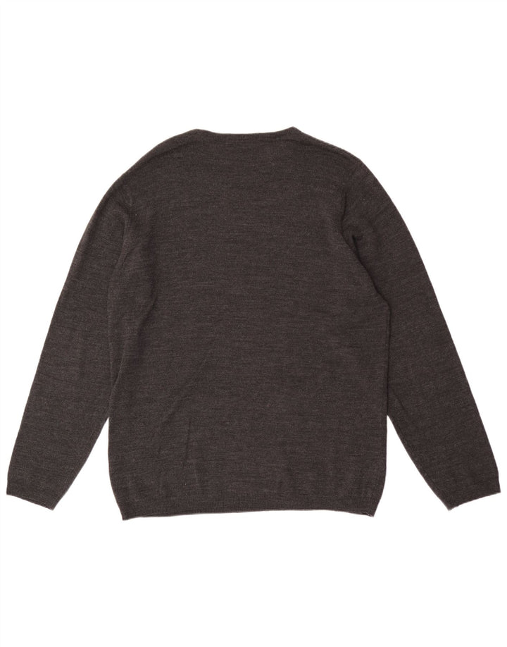Marks & Spencer Herren-Pullover mit Rundhalsausschnitt, mittelgraues Acryl