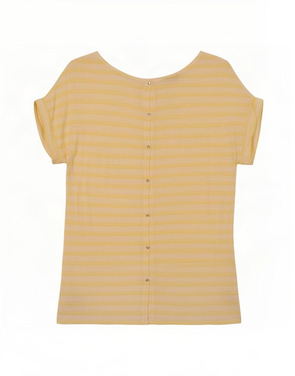 Massimo Dutti Damen Kurzarm-Hemdbluse UK 18 XL Gelb gestreift