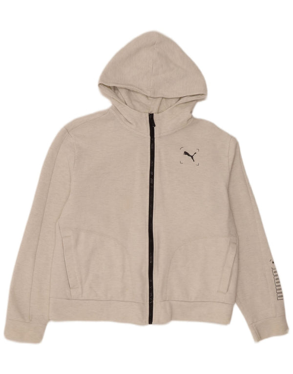 Puma Womens Graphic Zip Hoodie Pullover UK 14 Mittelweiße Baumwolle