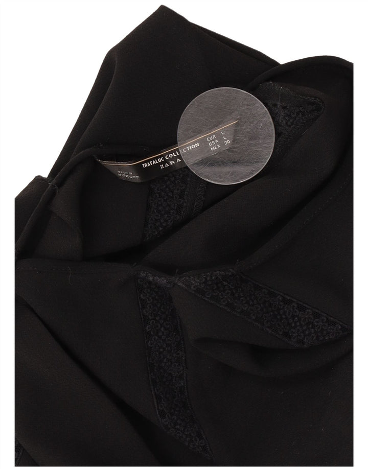 Zara Damen Kurzarm-Playsuit UK 14 Large Schwarz