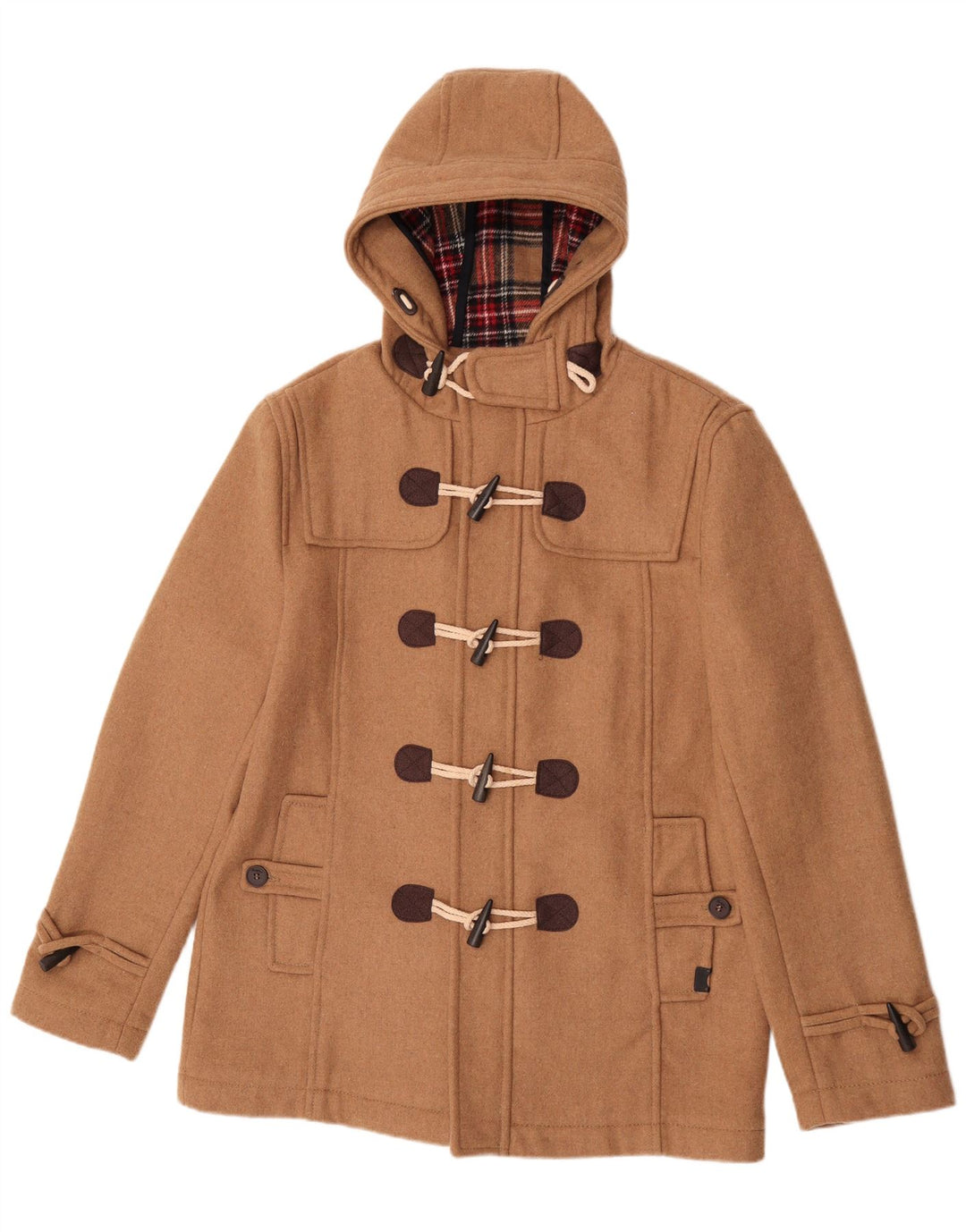 Pull & Bear Herren-Dufflecoat mit Kapuze, UK 42, XL, Beige, Polyester