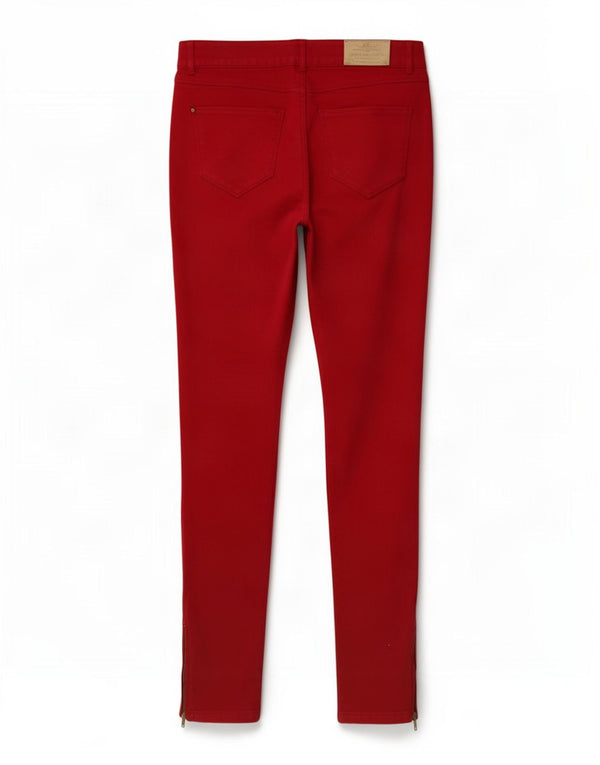 Zara Damen Skinny Freizeithose EU 42 Large W32 L29 Rote Baumwolle