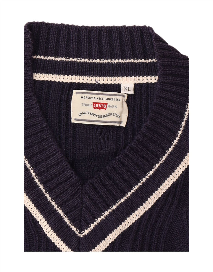 LEVI'S Herren-Pullover mit V-Ausschnitt, XL, Marineblau