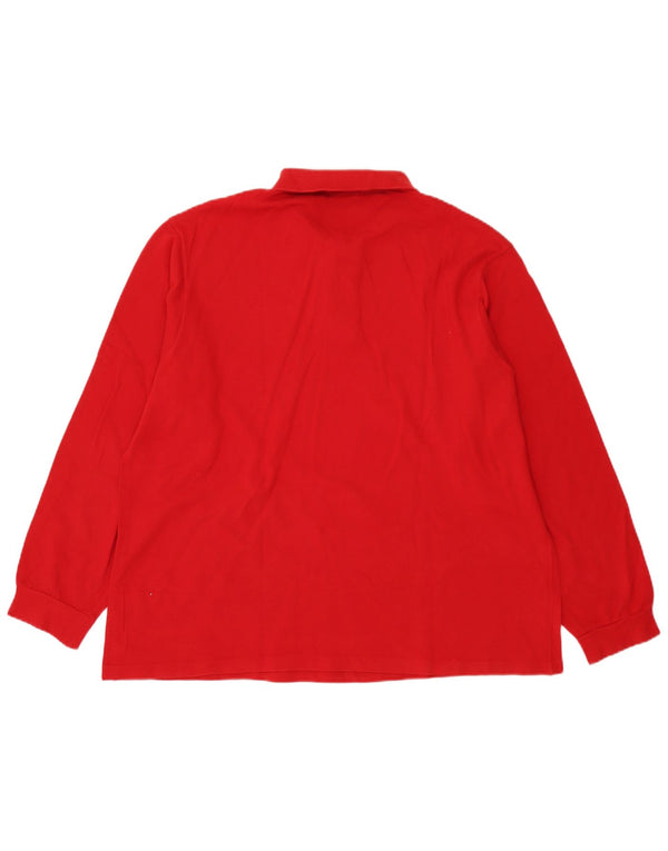 Lacoste Herren-Langarm-Poloshirt, Größe 8 3XL, rote Baumwolle
