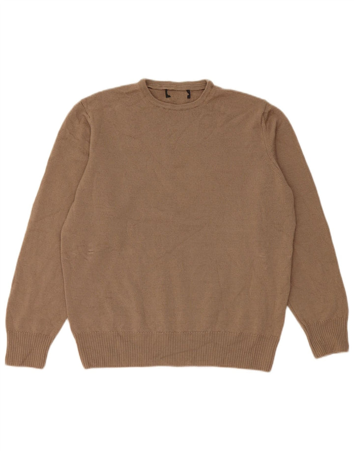 Vintage Damen Rundhalspullover Pullover UK 14 Medium Beige