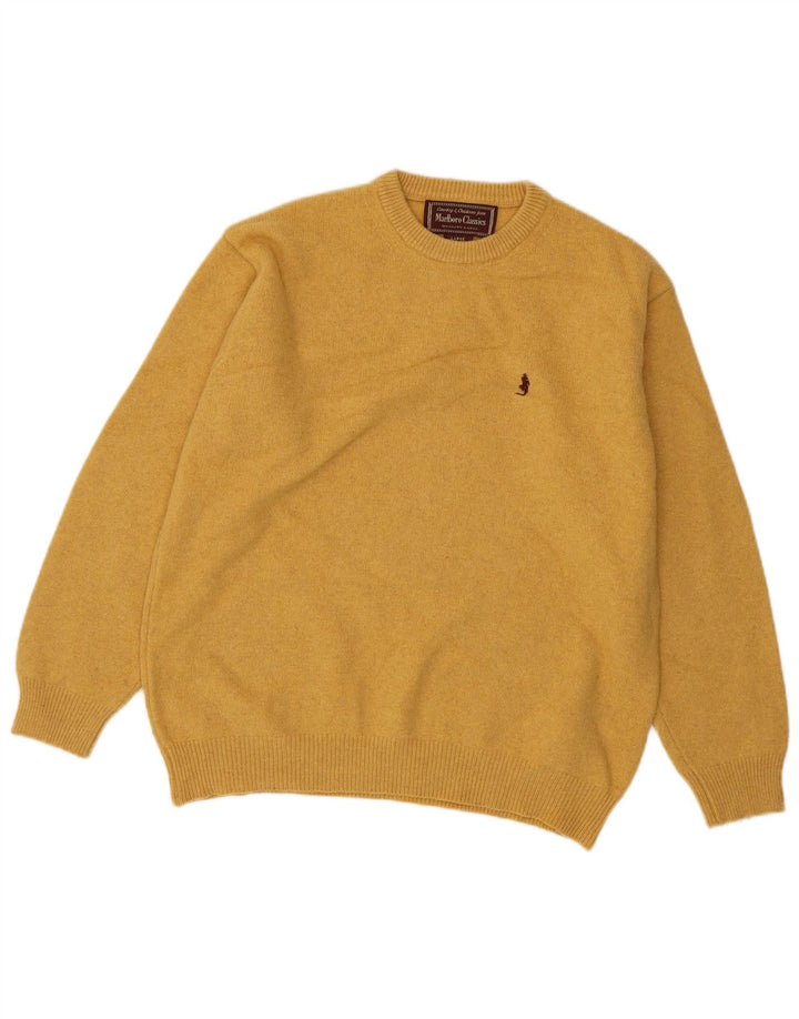 MARLBORO CLASSICS Damen-Pullover mit Rundhalsausschnitt, UK 16, Größe L, gelbe Wolle