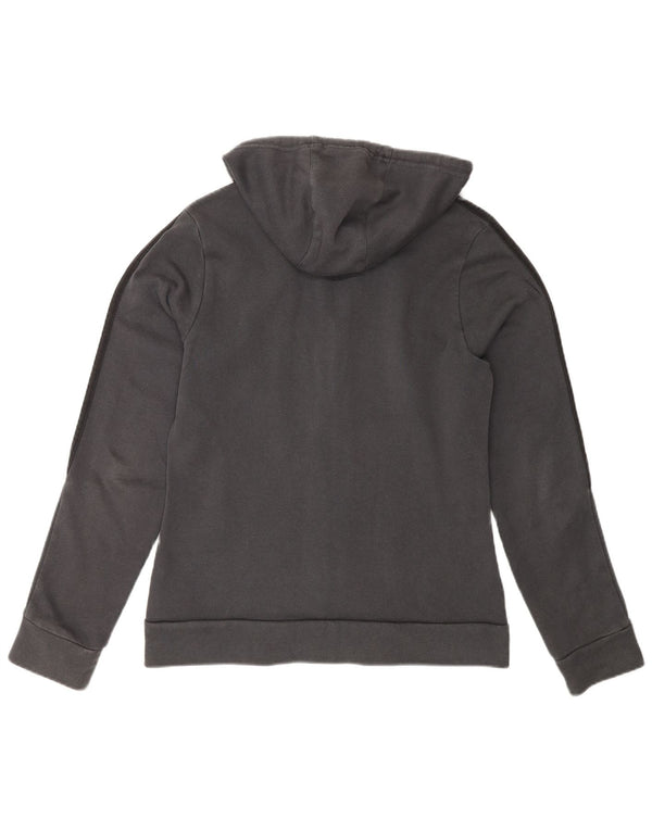 Adidas Womens Zip Hoodie Sweater UK 14 Medium Grey Cotton