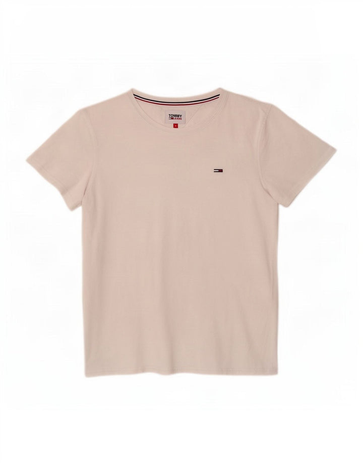 Tommy Hilfiger Damen T-Shirt Top UK 12 Mittelweiße Baumwolle