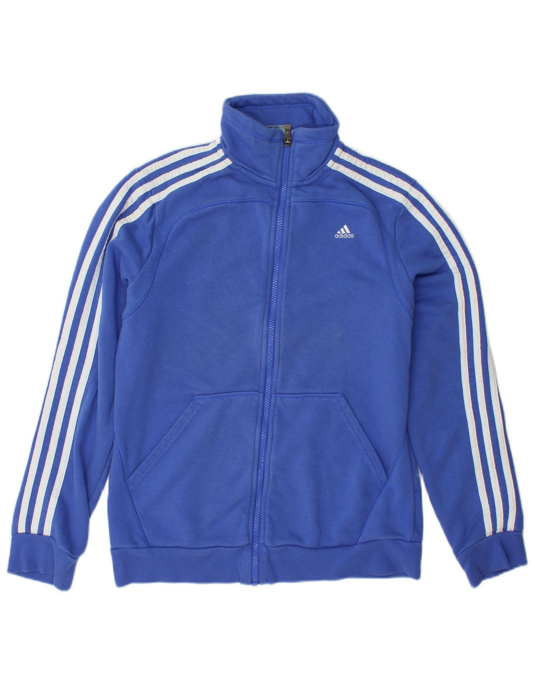 ADIDAS Damen Climalite Trainingsanzug Top Jacke UK 12/14 Mittelblaue Baumwolle