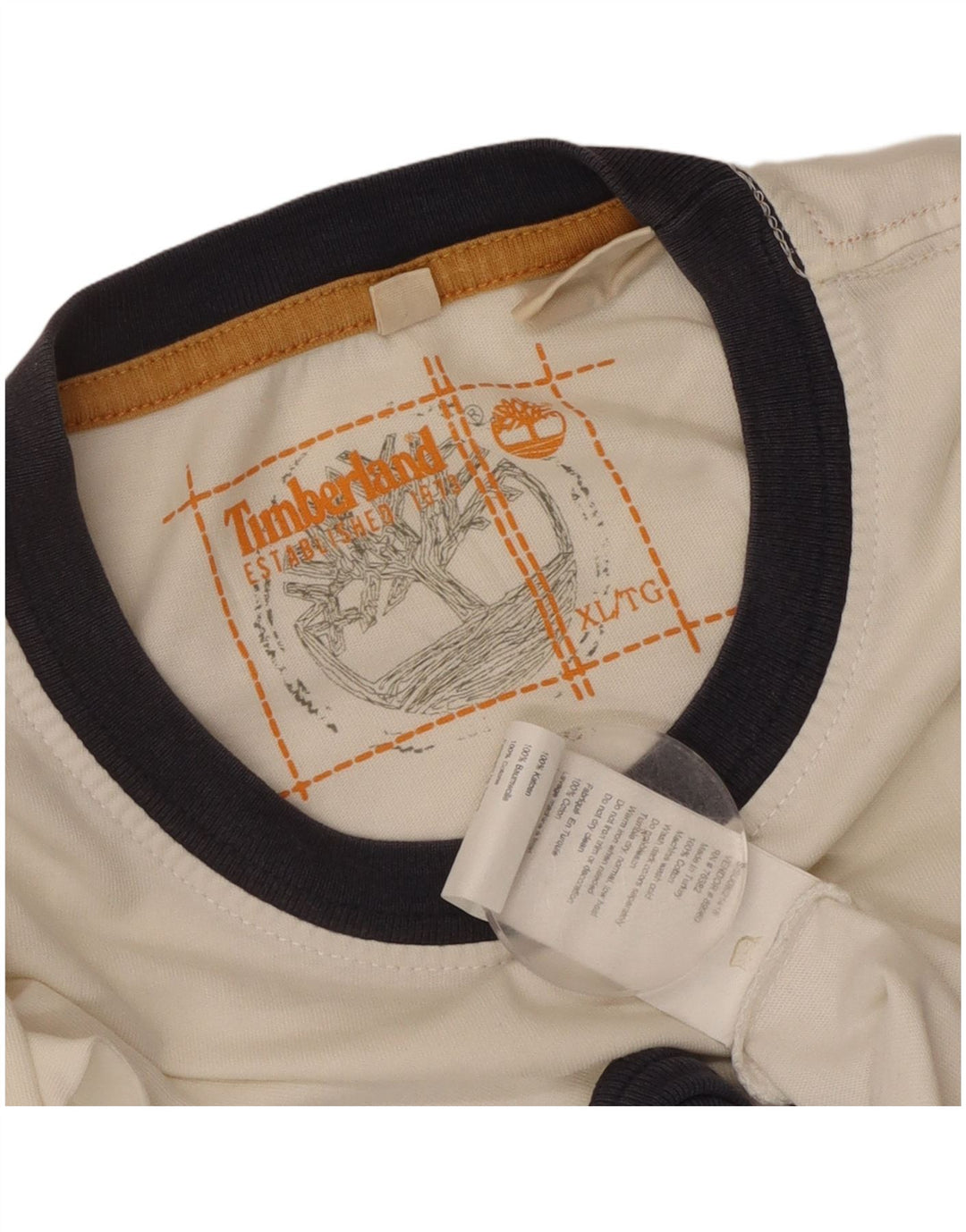 Timberland Herren Grafik-T-Shirt-Oberteil XL aus weißer Baumwolle