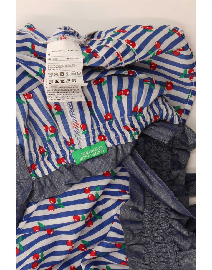 Benetton Damen Crop Cami Top UK 14 Mittelblau gestreift aus Baumwolle