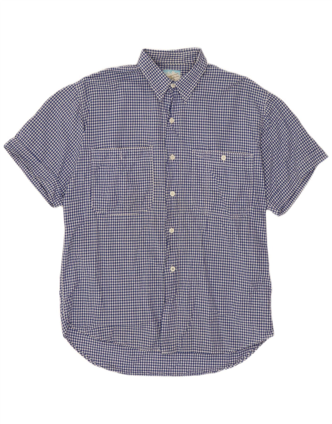 BENETTON Herren Kurzarmhemd XL Blau Gingham