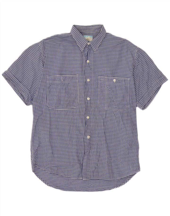 BENETTON Herren Kurzarmhemd XL Blau Gingham
