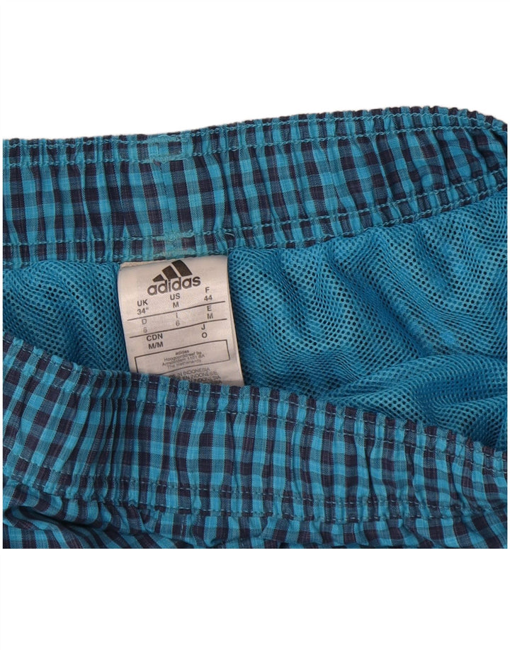 ADIDAS Herren Badeshorts, großes blaues Gingham-Polyester