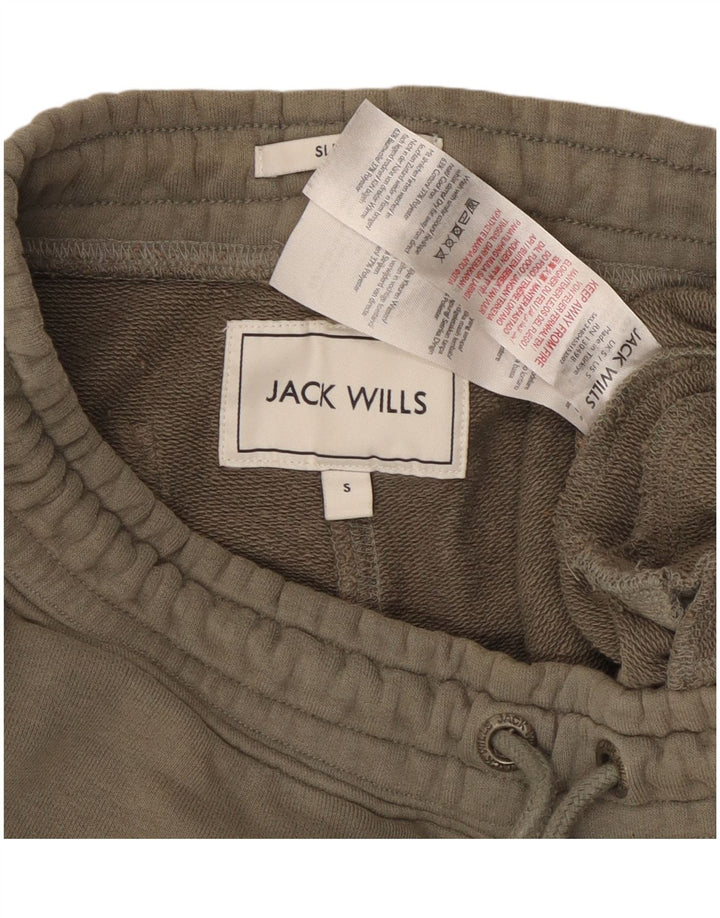 JACK WILLS Herren-Trainingsanzug, schmal, mit Grafik, Jogginghose, Größe S, Khaki, Baumwolle