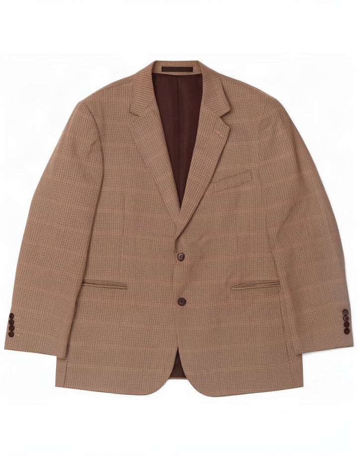 Marks & Spencer Herren-Blazer mit 2 Knöpfen, UK 46, XL, beige Hahnentrittmuster