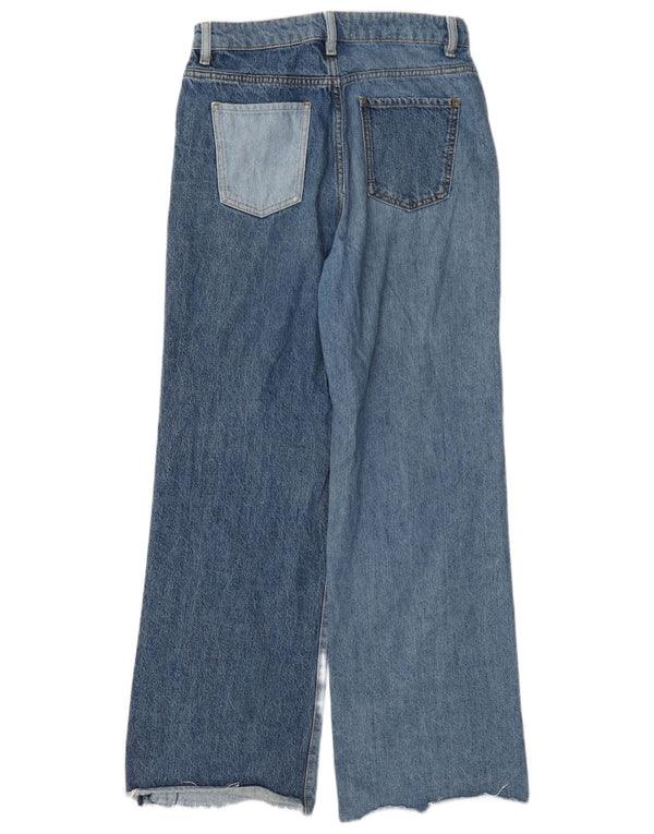 Zara Damen High Rise Wide Leg Jeans EU 40 Medium W30 L30 Blauer Farbblock