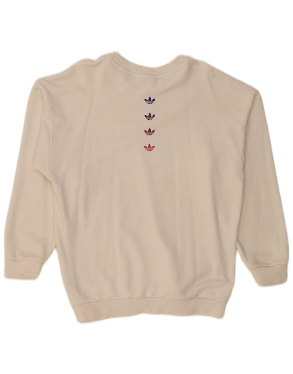 Adidas Damen Graphic Oversized Sweatshirt Pullover UK 10 Small Off White