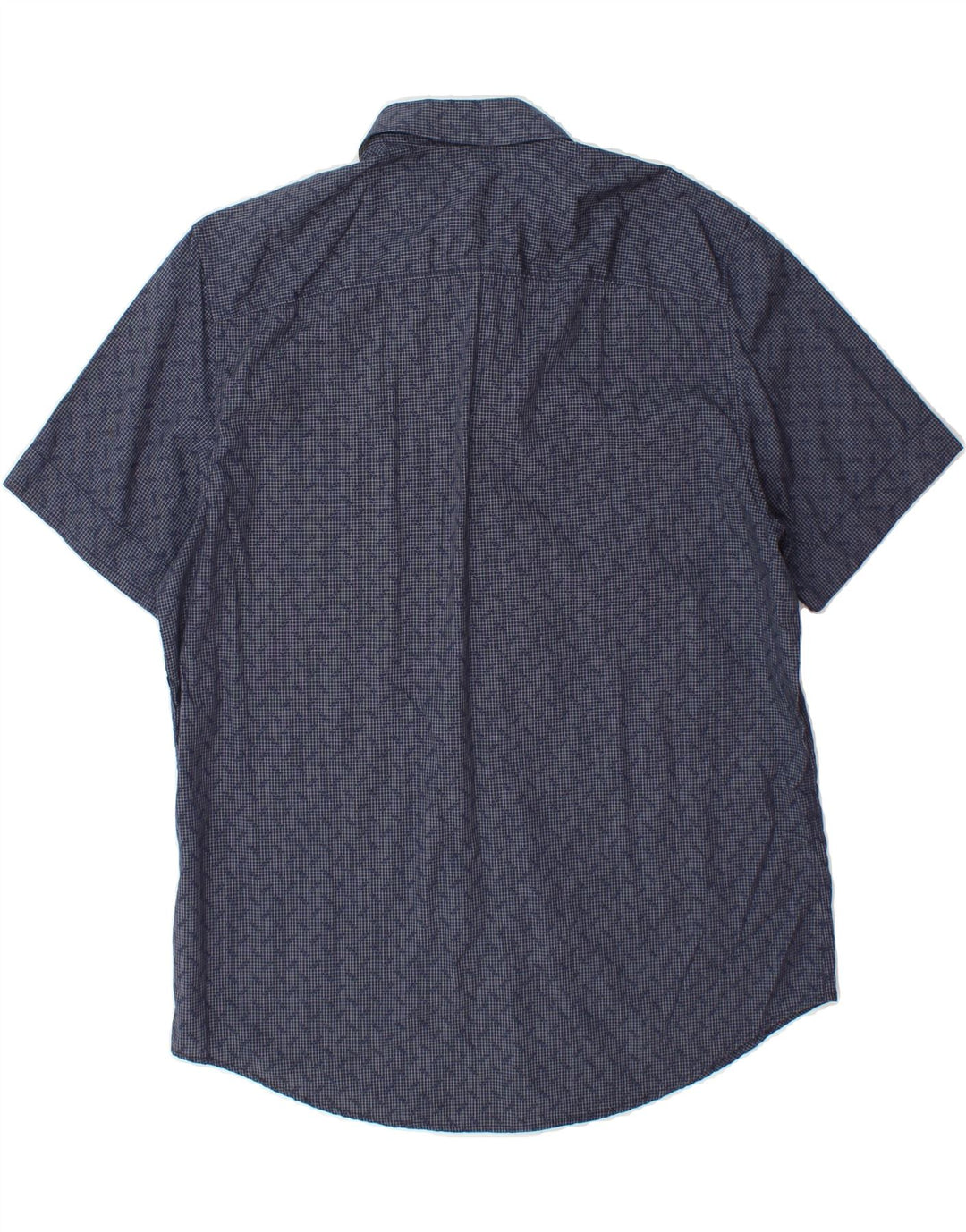 CALVIN KLEIN Mens Short Sleeve Shirt Large Navy Blue Check Cotton Vintage Calvin Klein and Second-Hand Calvin Klein from Messina Hembry 