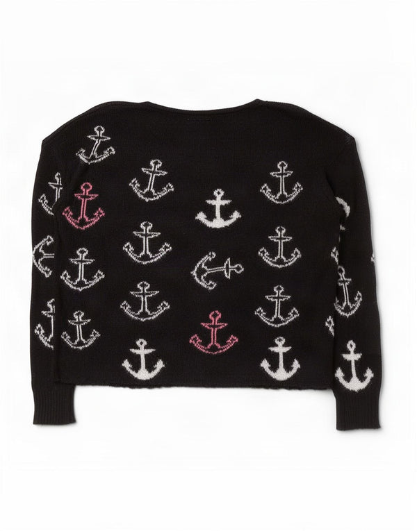 Superdry Womens Boat Neck Jumper Sweater UK 14 Medium Black