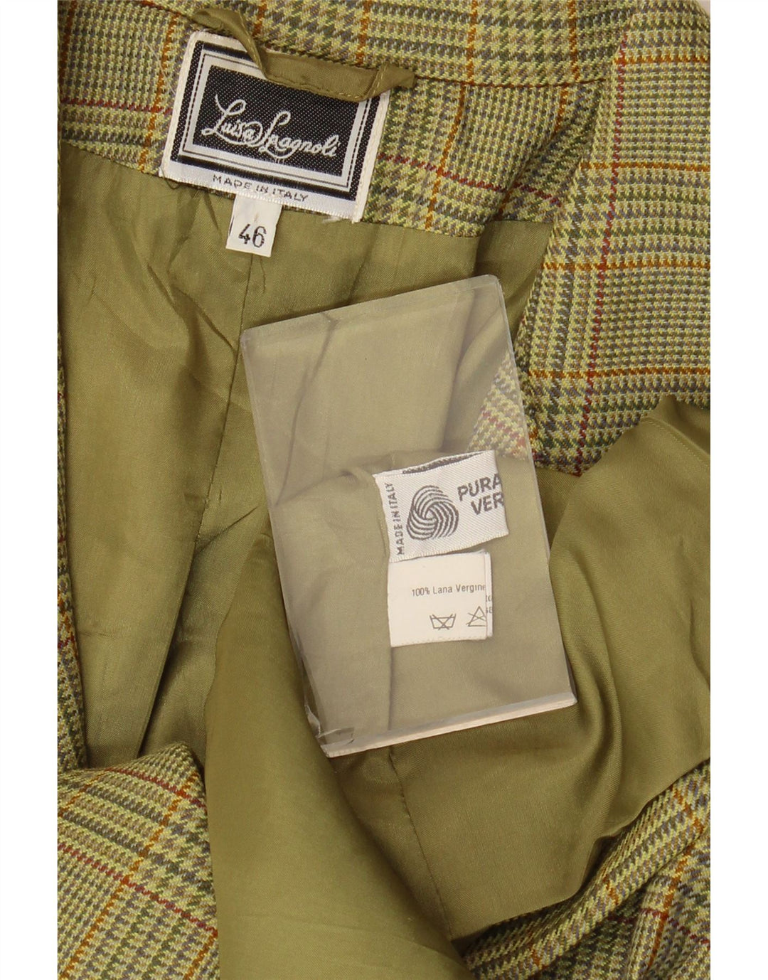Luisa Spagnoli Damen-Blazerjacke mit 3/4-Ärmeln, IT 46, großes grünes Karomuster