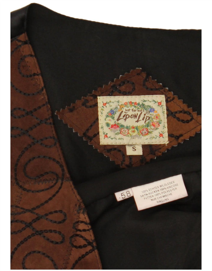 VINTAGE Herren Wildlederweste Kleines braunes Paisley-Leder