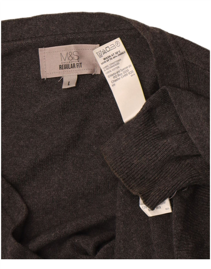 Marks & Spencer Herren-Strickjacke, groß, aus grauer Baumwolle