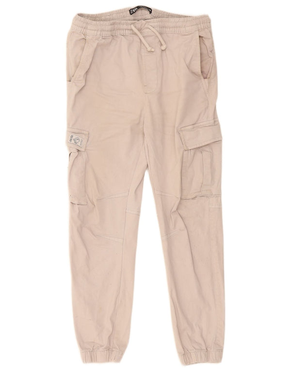 Zara Herren Crop Jogger Cargohose Medium W30 L26 Graue Baumwolle