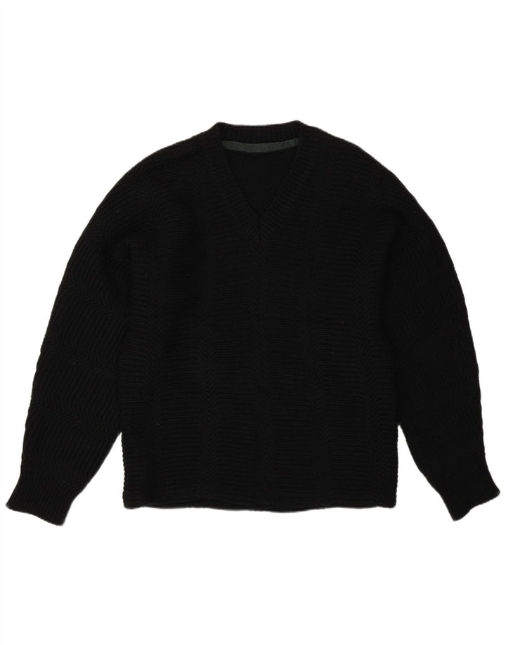 Vintage Herren V-Ausschnitt Pullover Pullover Groß Schwarz