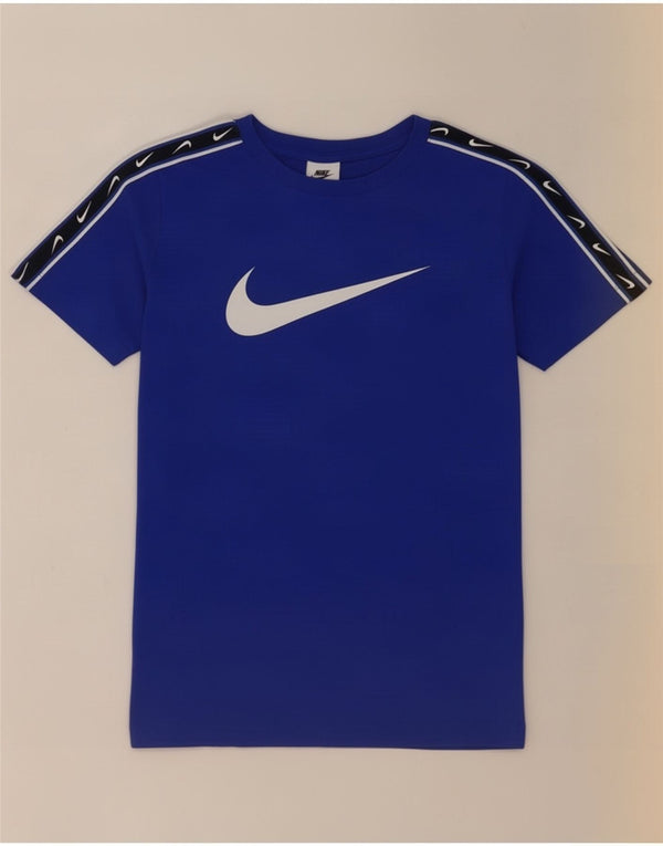 Nike Boys Graphic T-Shirt Top 13-14 Jahre XL Blaue Colourblock-Baumwolle
