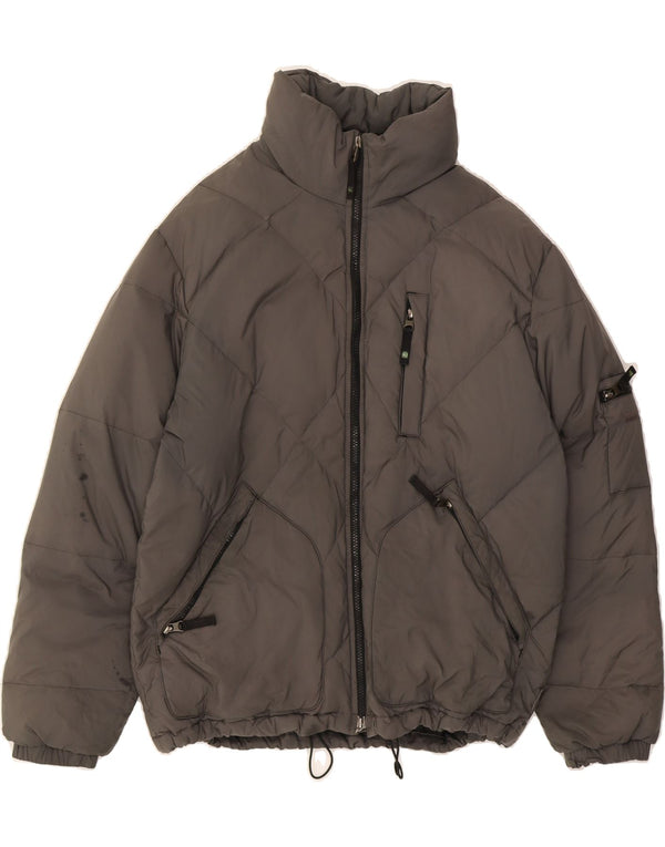 ARMANI JEANS Mens Hooded Padded Jacket UK 40 Large Grey Polyester Winter