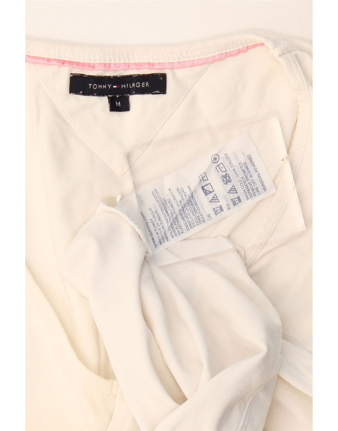Tommy Hilfiger Damen Top Langarm UK 12 Mittelweiße Baumwolle