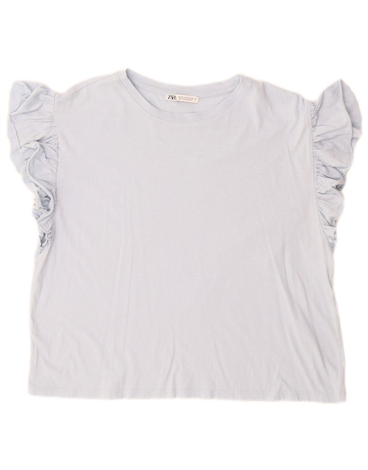 Zara Damen T-Shirt Top UK 14 Mittelblau