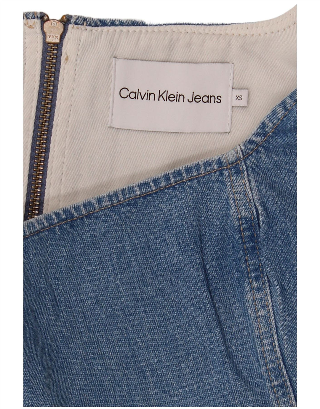 CALVIN KLEIN JEANS Ärmelloses Denim-Crop-Top für Damen UK 6 XS Blau