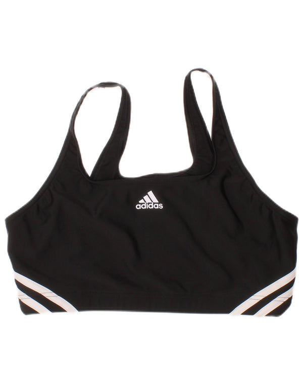 Adidas Womens Sport Bra Top Large Black Striped Polyester Sports